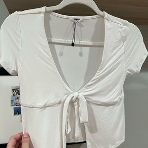 garage white tie tank top